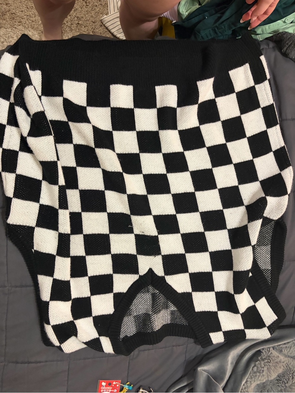 Black & White Checkered Knit Vest